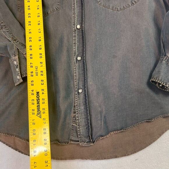 Acorn by Bob Goldfeder Mens M Blue Tencel Pearl Snap Shirt Made In Italy - Picture 2 of 9